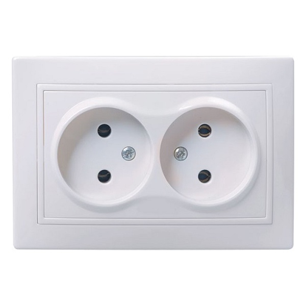 Розетка двойная 2х2P без шторок Generica КВАРТА 10А белый (РС12-2-КБ)