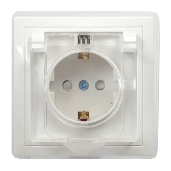 Розетка 2P+E Schuko со шторками с крышкой Generica КВАРТА 16А IP44 белый (РСбш10-3-ККБ-44)