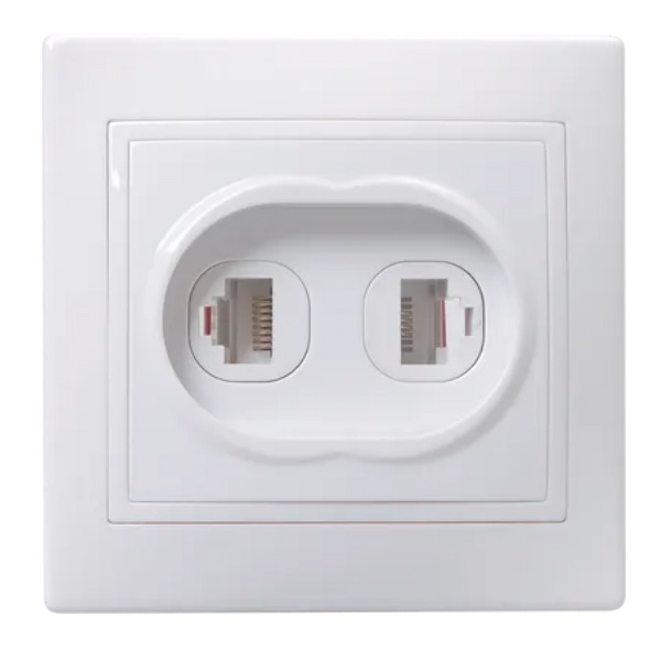 Розетка 2-местная компьютерная и телефонная Generica КВАРТА белый (РК/Т12-КБ)