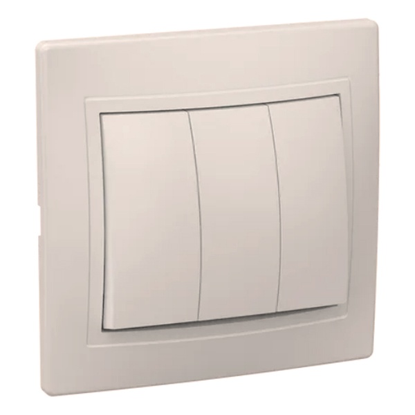 Выключатель 3-клавишный Generica КВАРТА 10А кремовый (ВС10-3-0-ККм)