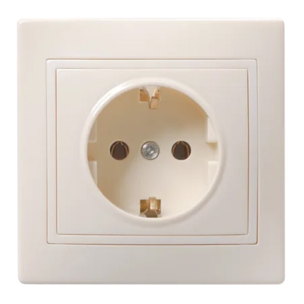 Розетка 2P+E Schuko без шторок Generica КВАРТА 16А керамика кремовый (РС10-3-Км)