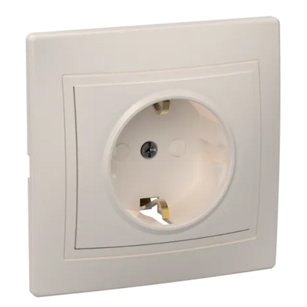 Розетка 2P+E Schuko со шторками Generica КВАРТА 16А кремовый (РСш10-3-Км)