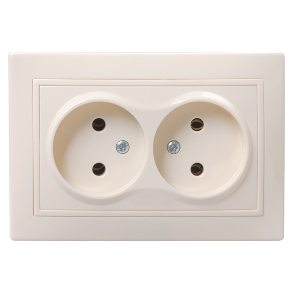 Розетка двойная 2х2P без шторок Generica КВАРТА 10А кремовый (РС12-2-ККм)