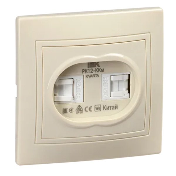 Розетка 2-местная компьютерная Generica КВАРТА кремовый (РК12-ККм)