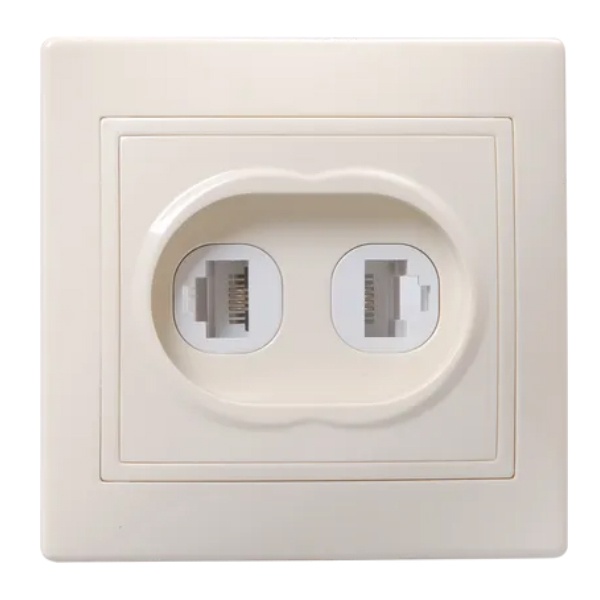 Розетка 2-местная компьютерная и телефонная Generica КВАРТА кремовый (РК/Т12-ККм)