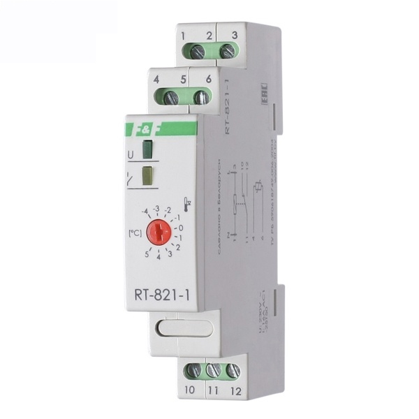 Терморегулятор Деви RT-821-1(-4° +5°) DIN с датчиком RT