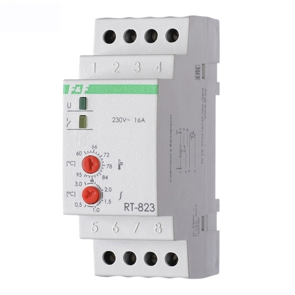 Терморегулятор Деви RT-823(+60° +95°) DIN с датчиком RT823