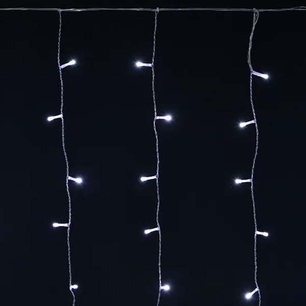 Гирлянда занавес ИЭК 2х2м 240 светодиодов белый свет IP44 прозрачный шнур 230В