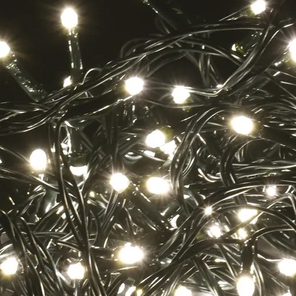 Гирлянда нить ИЭК 10м 100 светодиодов теплый белый IP20 зеленый шнур 230В контроллер 8 сцен