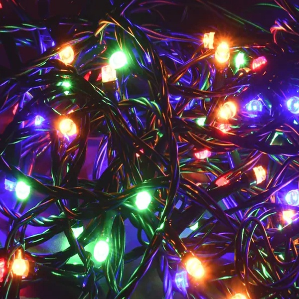 Гирлянда нить ИЭК 5м 50 светодиодов RGB IP20 зеленый шнур 230В контроллер 8 сцен