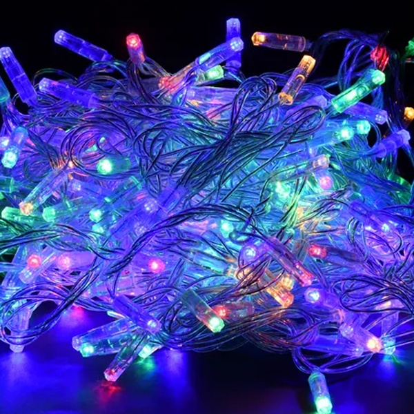 Гирлянда нить ИЭК 20м 200 светодиодов RGB IP44 прозрачный шнур 3м 230В контроллер 8 сцен