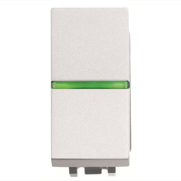 Одноклавишный выключатель с индикацией1 модуль ABB Zenit, альпийский белый (N2101.5 BL)