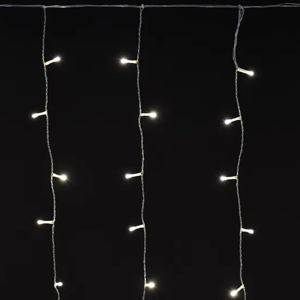 Гирлянда бахрома ИЭК 4,5х0,7м 200 светодиодов теплый белый свет IP44 прозрачный шнур 230В мерцание
