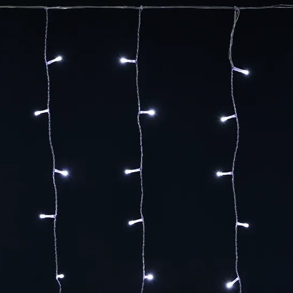 Гирлянда бахрома ИЭК 4,5х0,7м 200 светодиодов белый свет IP44 прозрачный шнур 3м 230В мерцание