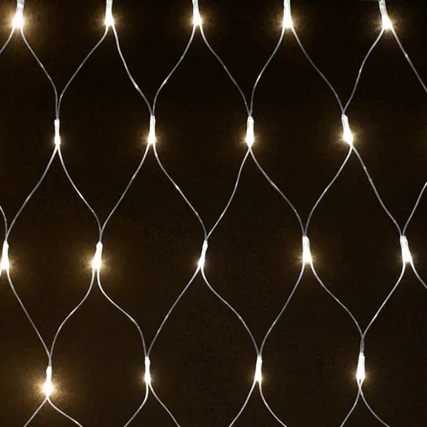 Гирлянда сеть ИЭК 1,5х1,5м 160 светодиодов теплый белый свет IP20 прозрачный шнур 230В 8 программ