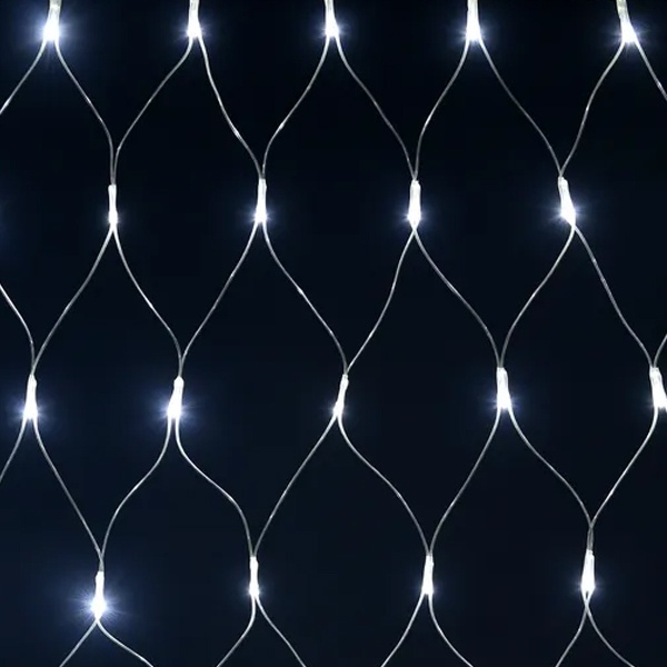 Гирлянда сеть ИЭК 1,5х1,5м 160 светодиодов белый свет IP20 прозрачный шнур 230В 8 программ