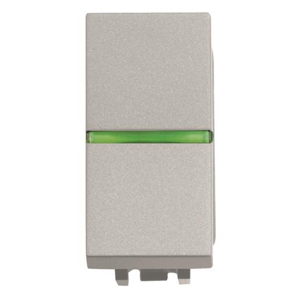 Одноклавишный переключатель с индикацией 1 модуль ABB Zenit, серебристый (N2102.5 PL)