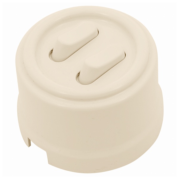 Накладной выключатель 2-клавишный Bironi Лизетта пластик Песочное золото (клавишный Bironi Лизетта)