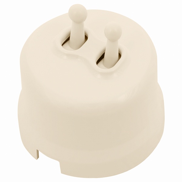 Накладная кнопка 2-тумблерная Bironi Лизетта пластик Песочное золото (тумблерный)