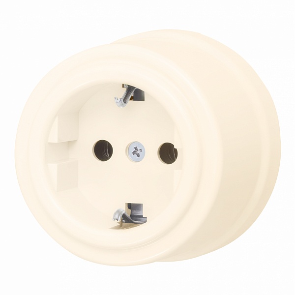 Накладная розетка с заземлением Bironi Лизетта пластик Песочное золото