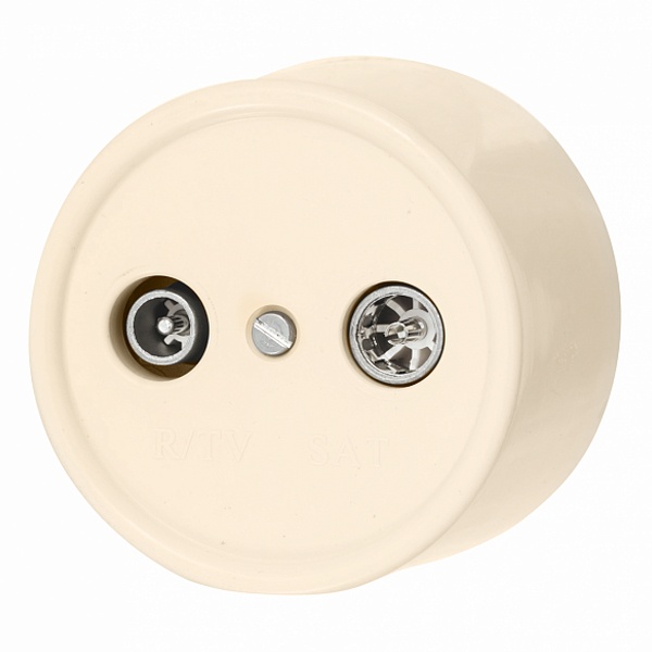 Накладная розетка R/TV-Sat Bironi Лизетта оконечная пластик Песочное золото