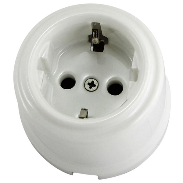 Накладная розетка TDM Болонь 2П+З 16А 250В фарфор белый