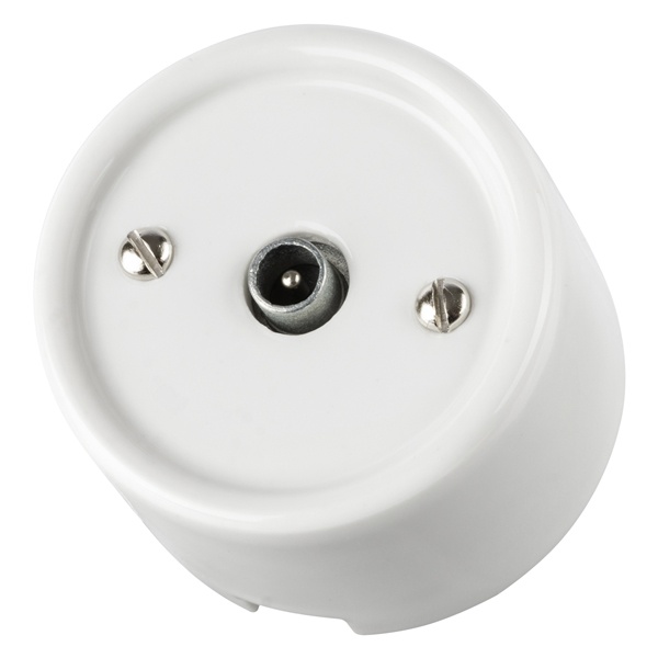 Накладная розетка TV проходная TDM Болонь фарфор белый