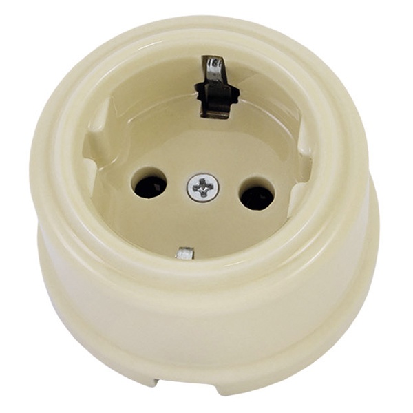 Накладная розетка TDM Болонь 2П+З 16А 250В фарфор слоновая кость (бежевый)