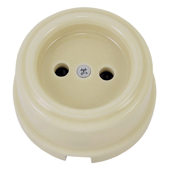 Накладная розетка TDM Болонь 2П 10А 250В фарфор слоновая кость (бежевый)
