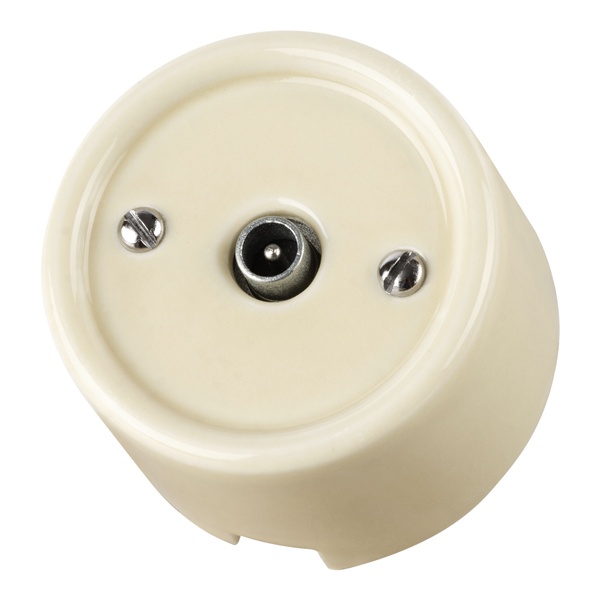 Накладная розетка TV оконечная TDM Болонь фарфор слоновая кость (бежевый)