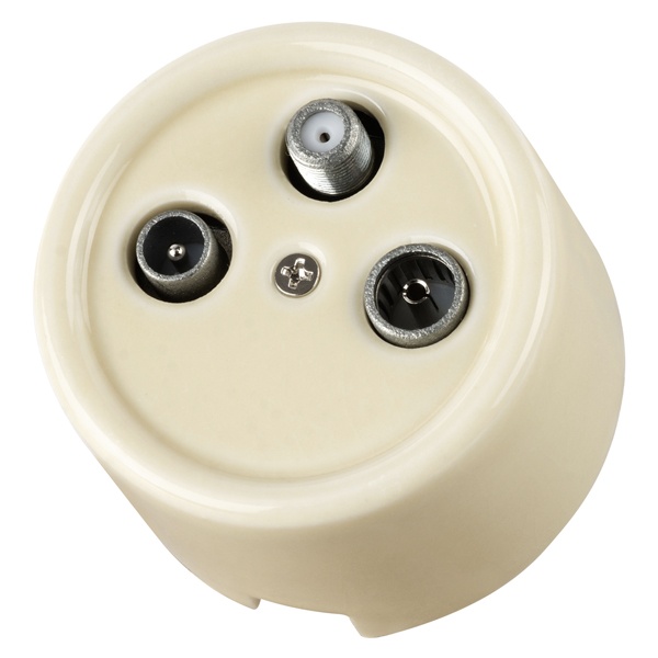 Накладная розетка TV-R-SAT проходная TDM Болонь фарфор слоновая кость (бежевый)