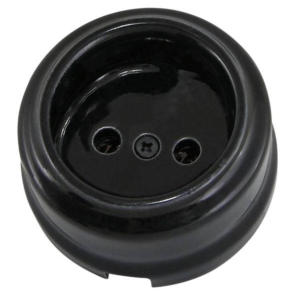 Накладная розетка TDM Болонь 2П 10А 250В фарфор черный