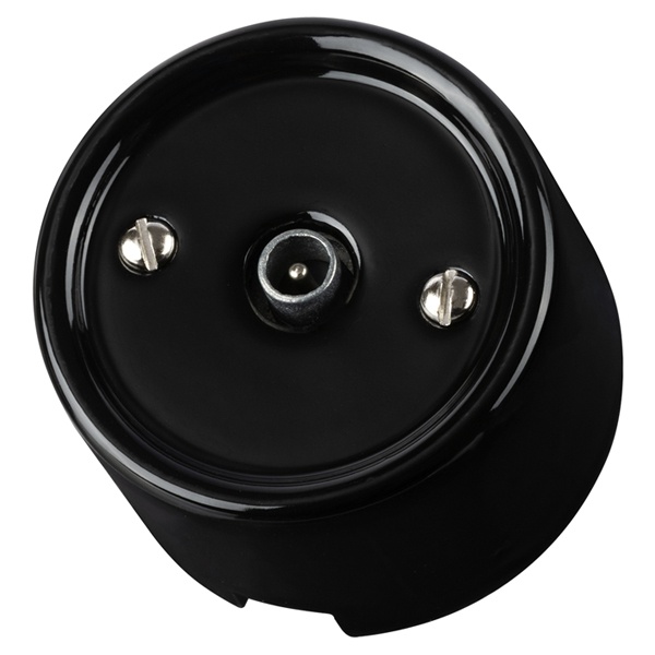 Накладная розетка TV проходная TDM Болонь фарфор черный