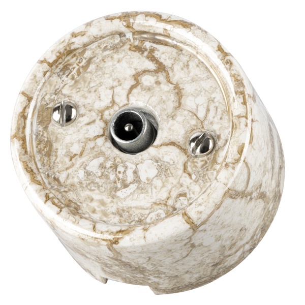 Накладная розетка TV проходная TDM Болонь фарфор мраморный