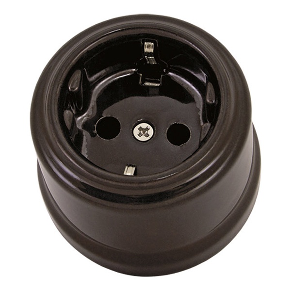 Накладная розетка TDM Болонь 2П+З 16А 250В фарфор коричневый