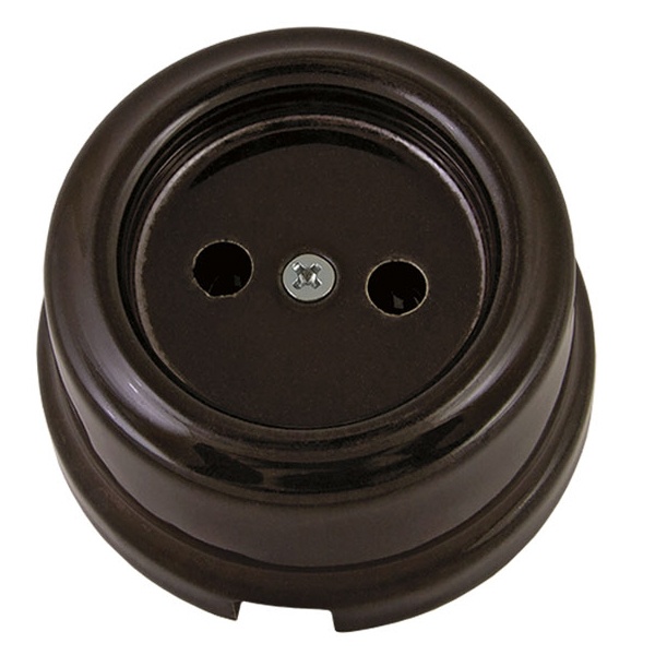 Накладная розетка TDM Болонь 2П 10А 250В фарфор коричневый