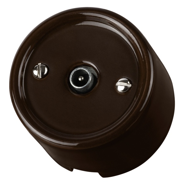 Накладная розетка TV проходная TDM Болонь фарфор коричневый