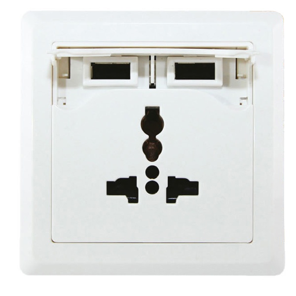 Блок мультифункциональный TDM Сенеж 1 2П 10А 250В + 2 USB-порта для зарядки 5В 2,1А белый