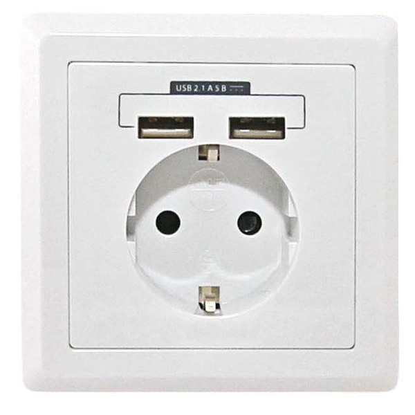 Блок мультифункциональный TDM Сенеж 2 2П+3 16А 250В + 2 USB-порта для зарядки 5В 2,1А белый