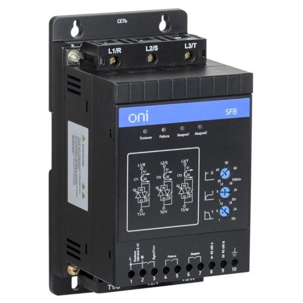 Устройство плавного пуска ONI (ИЭК) SFB 3Ф 380В 0,75кВт 1,5A Uупр 110-220В Modbus