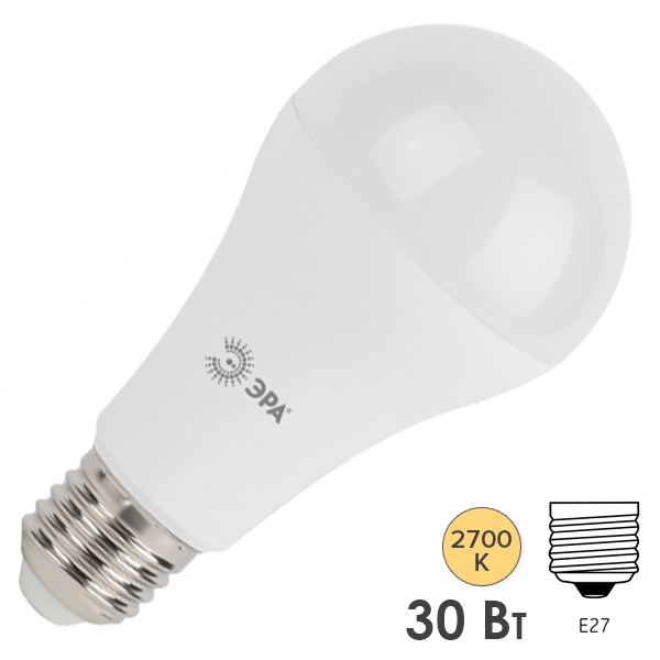 Лампа светодиодная груша ЭРА LED A65 30W 827 E27 теплый свет