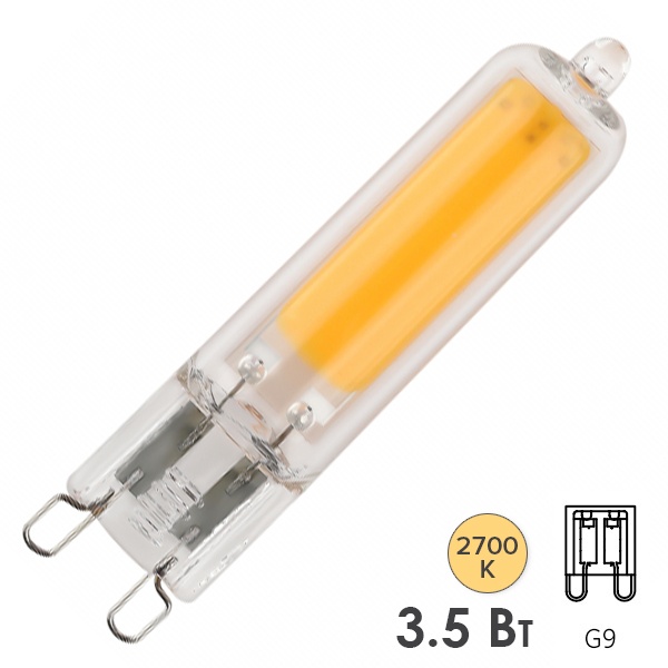 Лампа светодиодная капсула ЭРА LED JCD-3,5W-GL-827-G9 2700K 220V стекло теплый свет