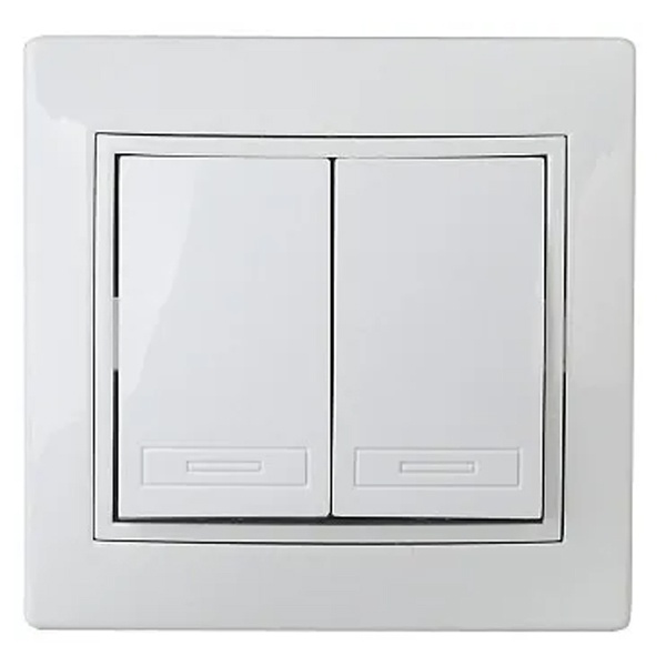 Выключатель двухклавишный Intro 10А 250В IP20 Plano, белый 1-104-01