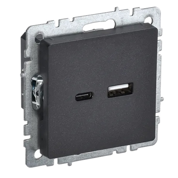 Зарядка ИЭК BRITE USB A+С 3,1А черный (РЮ11-1-БрЧ)