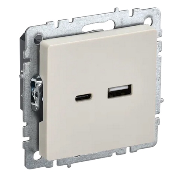 Зарядка ИЭК BRITE USB A+С 3,1А бежевый (РЮ11-1-БрКр)