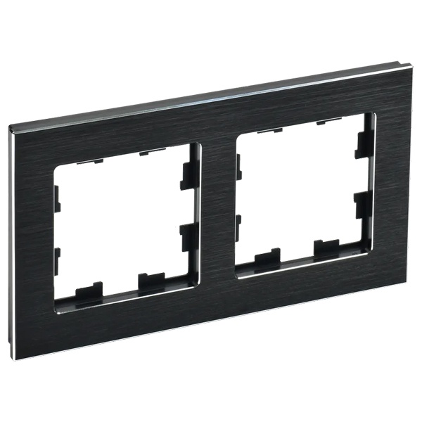 Рамка на 2 поста ИЭК BRITE металл черный глянец (РУ-2-1-БрЧ)