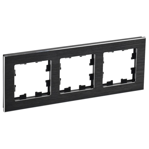 Рамка на 3 поста ИЭК BRITE металл черный глянец (РУ-3-1-БрЧ)