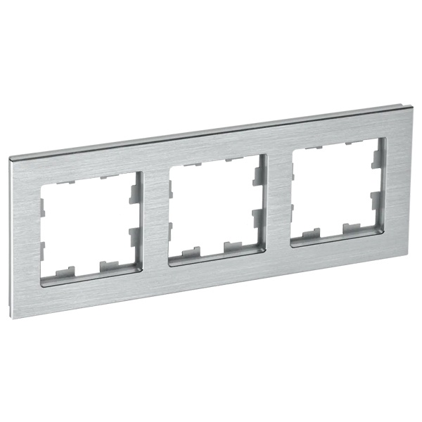 Рамка на 3 поста ИЭК BRITE металл алюминий глянец (РУ-3-1-БрА)