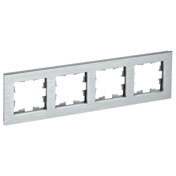 Рамка на 4 поста ИЭК BRITE металл алюминий глянец (РУ-4-1-БрА)