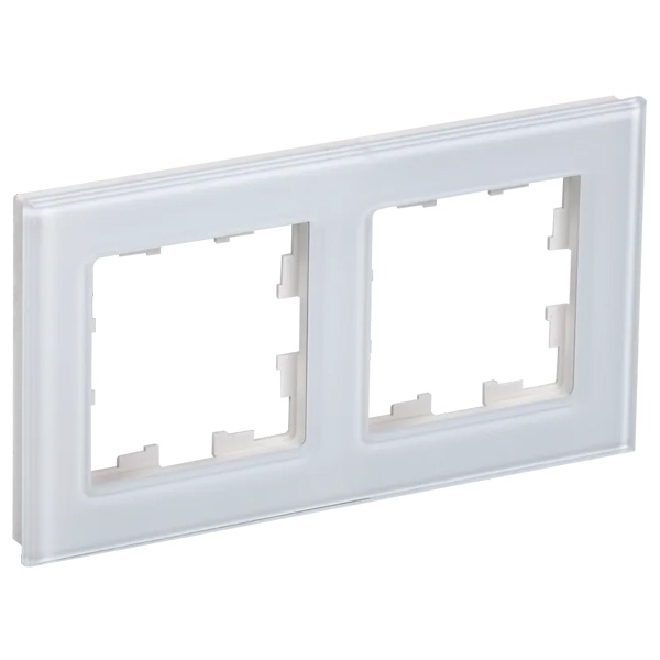 Рамка на 2 поста ИЭК BRITE стекло белый (РУ-2-2-БрБ)